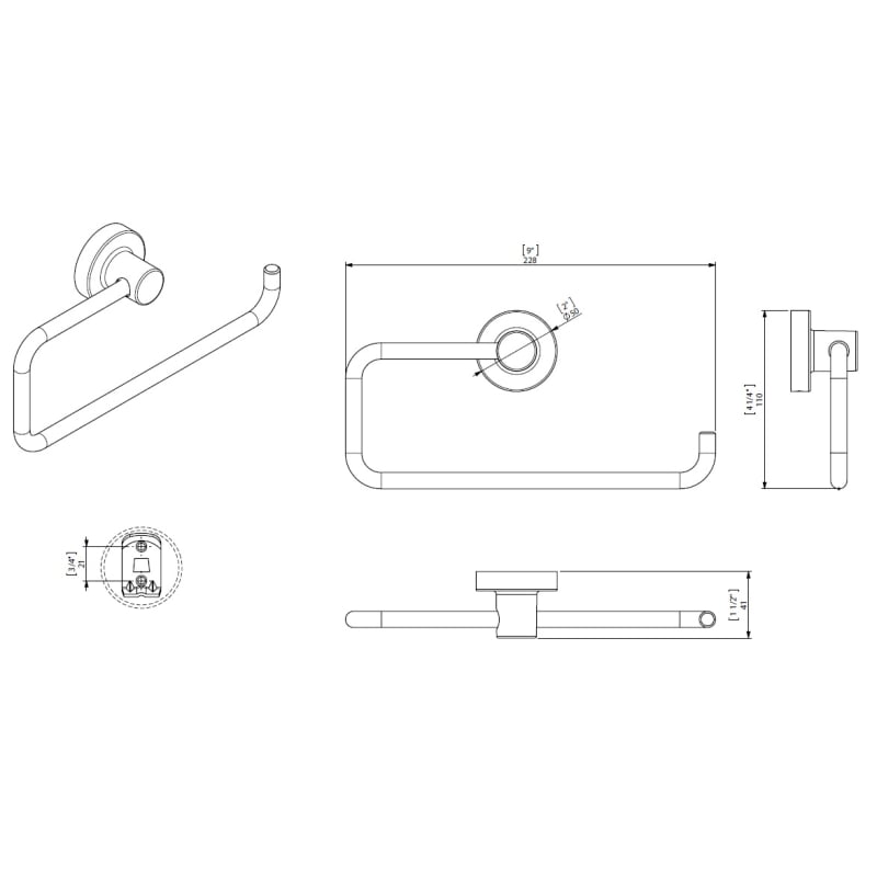 192670 Creabath Tecno Держатель полотенца, черный фото 2