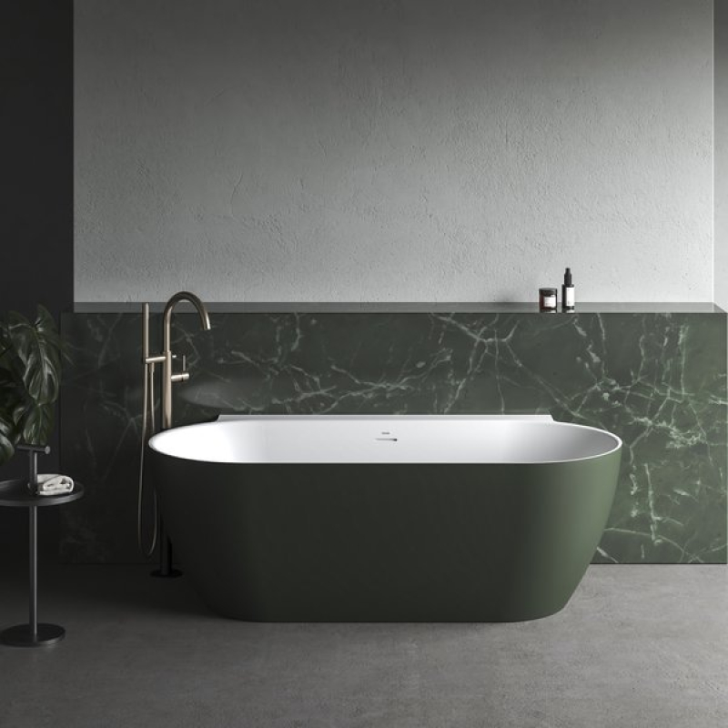 Ванна Ravak Freedom Wall II Tec 170x87 Grey Green/Белый, отдельно стоящая, крышка слива белая фото 2
