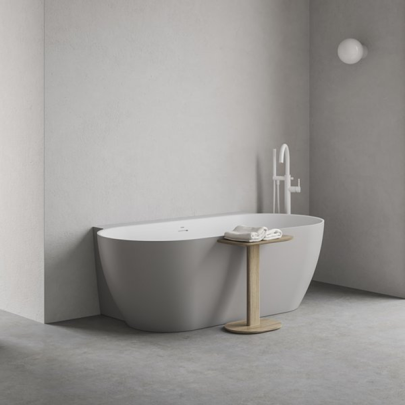 Ванна Ravak Freedom Wall II Tec 170x87 отдельно стоящая Smoke Grey/белая крышка слива белая фото 2