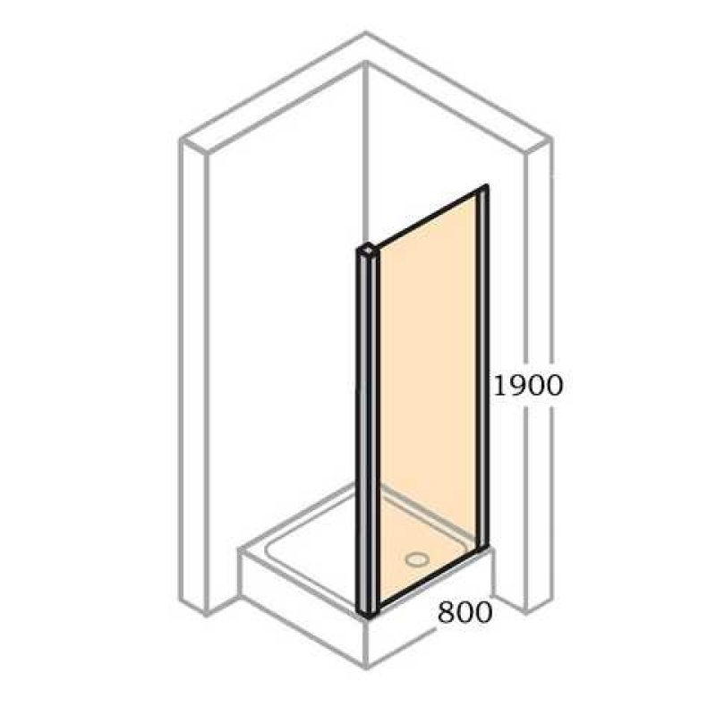 X1 Flex Бічна стінка 800*1900 мм, скло прозрачне/AntiPlaque, профіль хром глянцевий фото 3