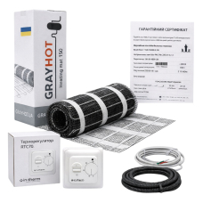 Нагрівальний мат під плитку Grayhot 0.6 м² + механічний терморегулятор RTC 70