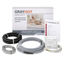 Нагревательный кабель Grayhot 71 м, 1068 Вт + механический терморегулятор RTC 70