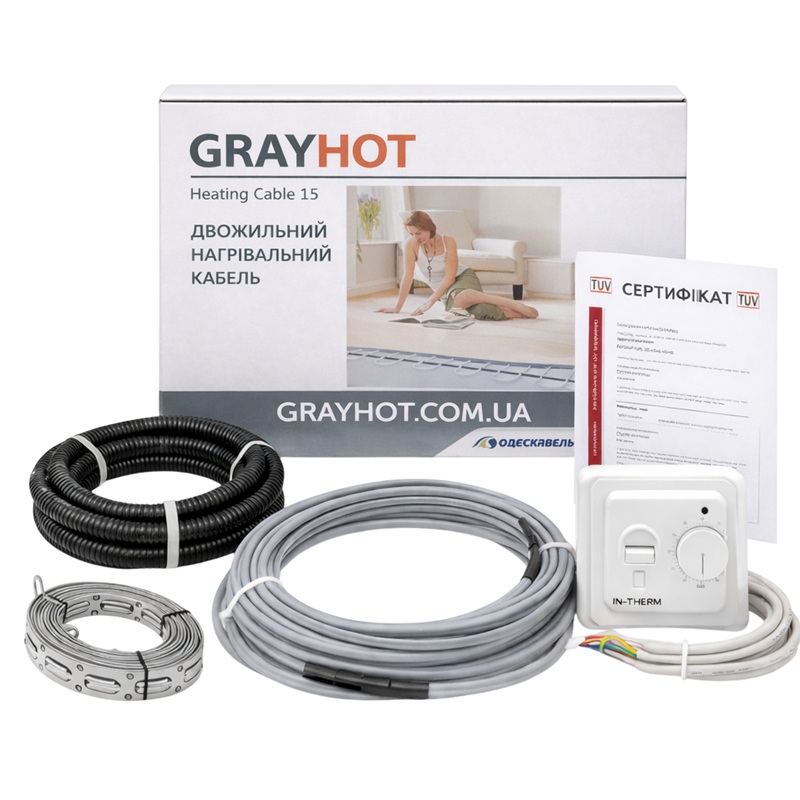 Нагрівальний кабель Grayhot 115 м, 1725 Вт + механічний терморегулятор RTC 70 фото 1