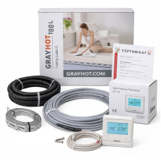 Нагревательный кабель Grayhot 6 м, 92 Вт + программируемый терморегулятор E51.716