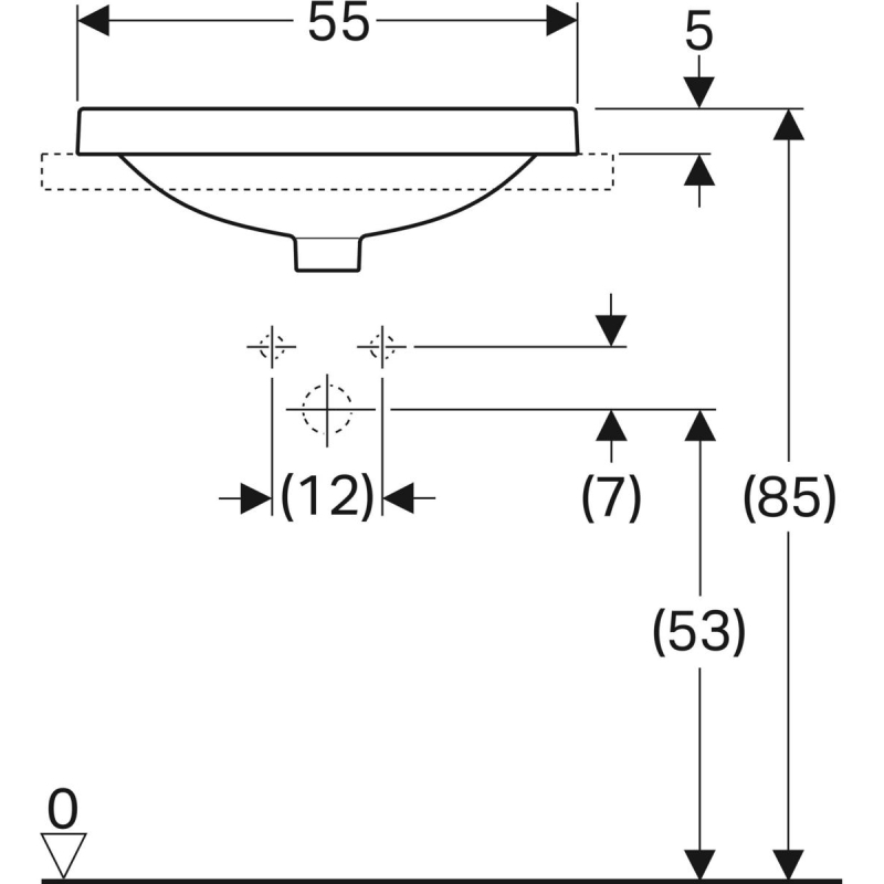 VariForm Раковина прямоугольная, встроенная в столешницу, 550*450 мм, белый фото 4