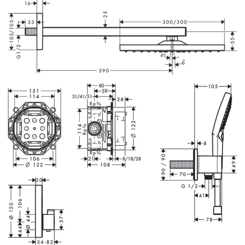 27952000 Душевой комплект Raindance E 300 1jet ShowerSelect Square фото 2