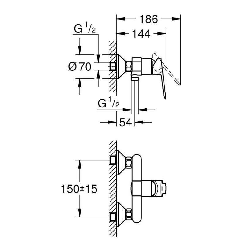 Змішувач для душу Grohe BauEdge, хром (23636000) фото 3