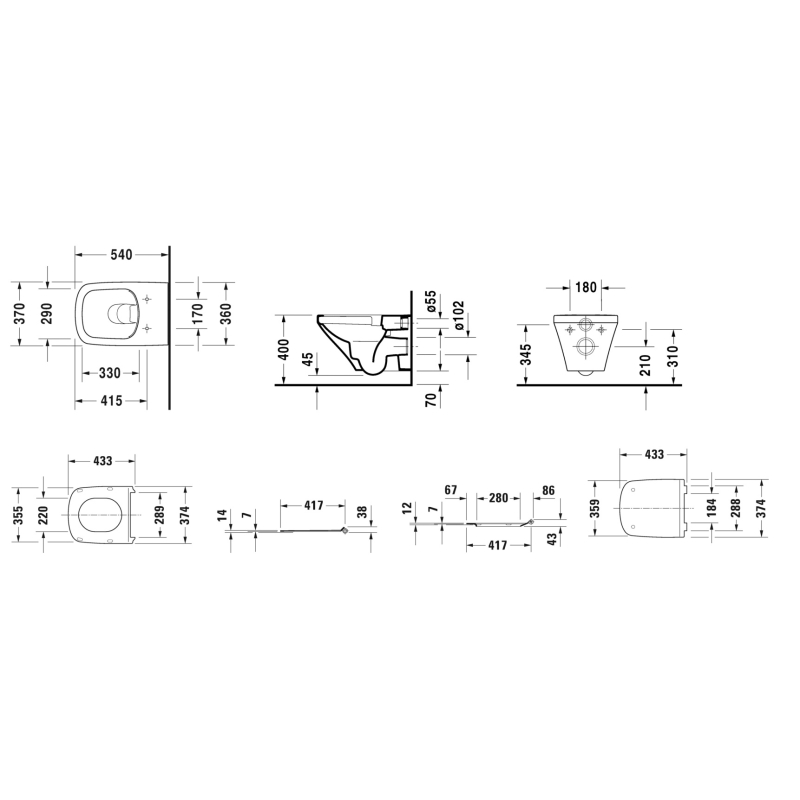 DuraStyle Унітаз підвісний Rimless 54*37 см, із сидінням 0063790000 Soft Close, білий фото 4
