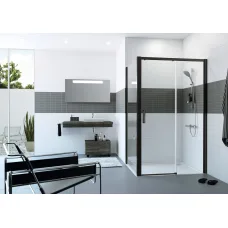 Classics 2 EasyEntry Односекционная раздвижная дверь с неподвижным сегментом, 1000*2000 мм, прозрачная, Black C25601.123.321