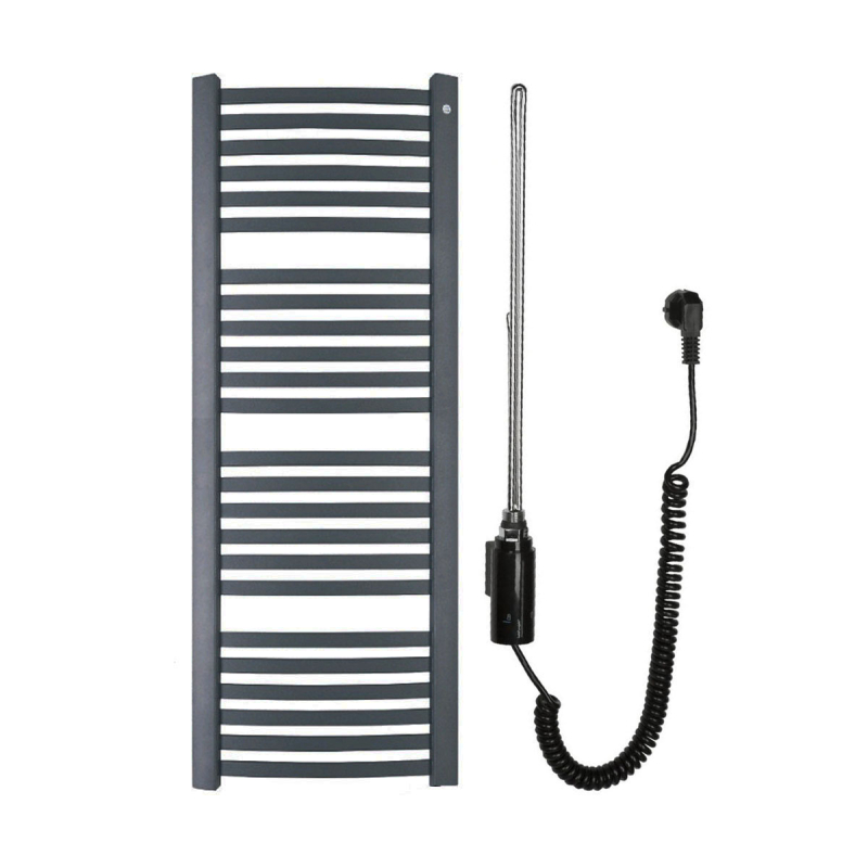 Retto Полотенцесушарка електрична 540х1436 мм, графіт + тен Hots 600W, чорний глянцевий Ret-50/140C12 + Hots06C2 фото 1