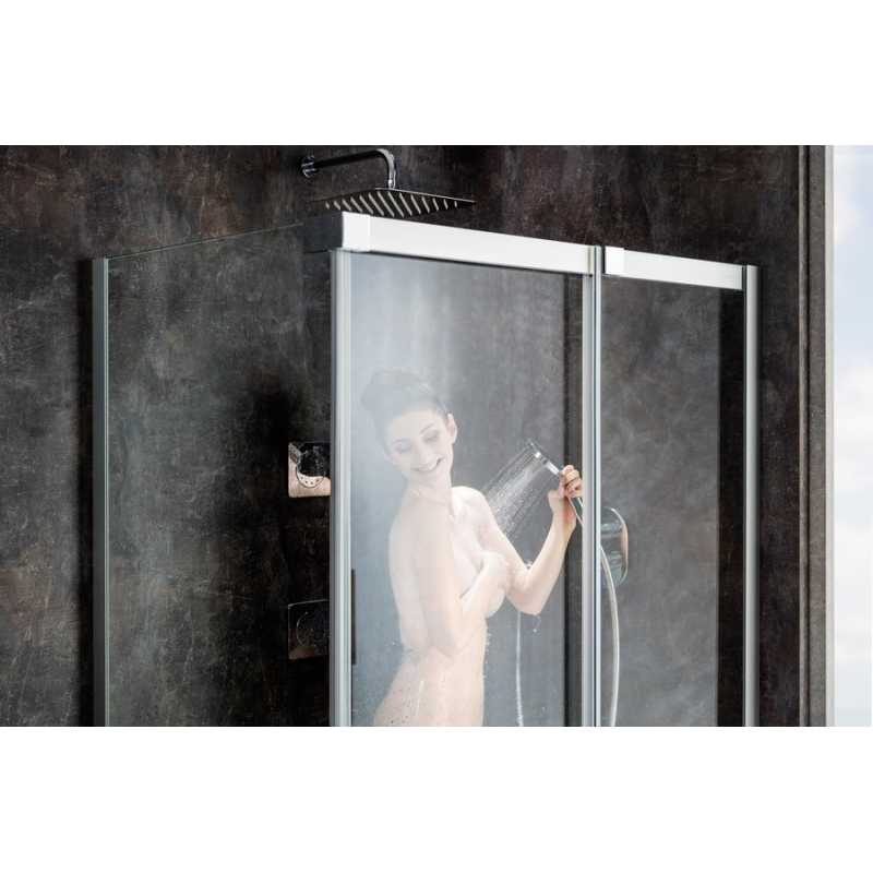 Душевые двери с неподвижной стенкой Ravak MSDPS-100/100 R сатин Transparent фото 9
