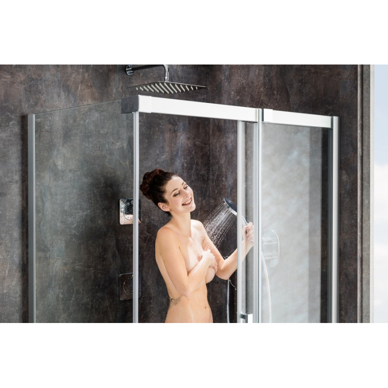 Душевые двери с неподвижной стенкой Ravak MSDPS-100/100 R сатин Transparent фото 10