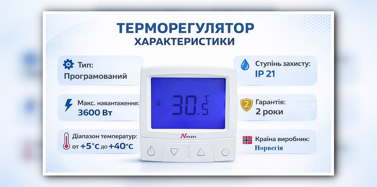 Основні характеристики терморегулятора Nexans Millitemp
