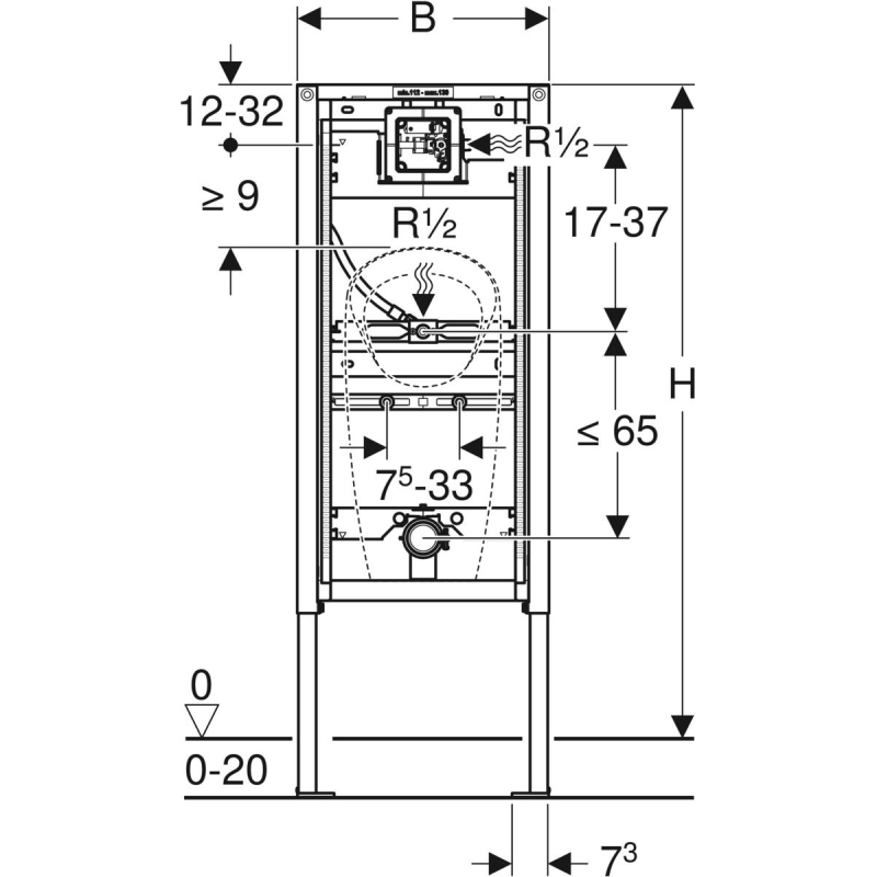 Duofix Монтажный элемент для писсуара, 112–130 см, универсальный, для распылительной головки фото 2