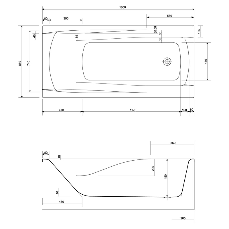 Ванная акрил. ZEN 180х85+НОЖКИ ТИП 1 фото 3