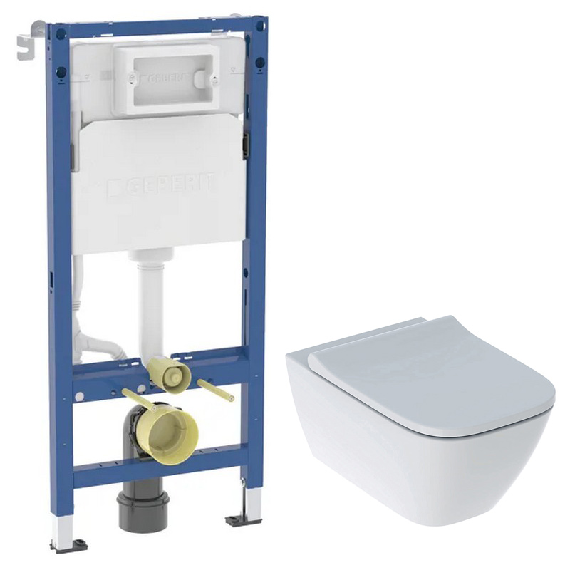 Ком-т (інстал.с-ма DUOFIX 2в1 458.103.00.2 +чаша SMYLE SQUARE Rimfree,прямок+ сидіння дюр.пов.пад,Click2Clean фото 1