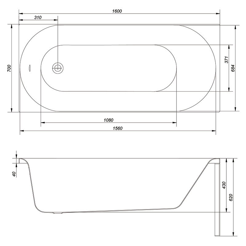 Ванна ABS OCTAVIA 160х70+НОЖКИ ТИП 1 фото 3