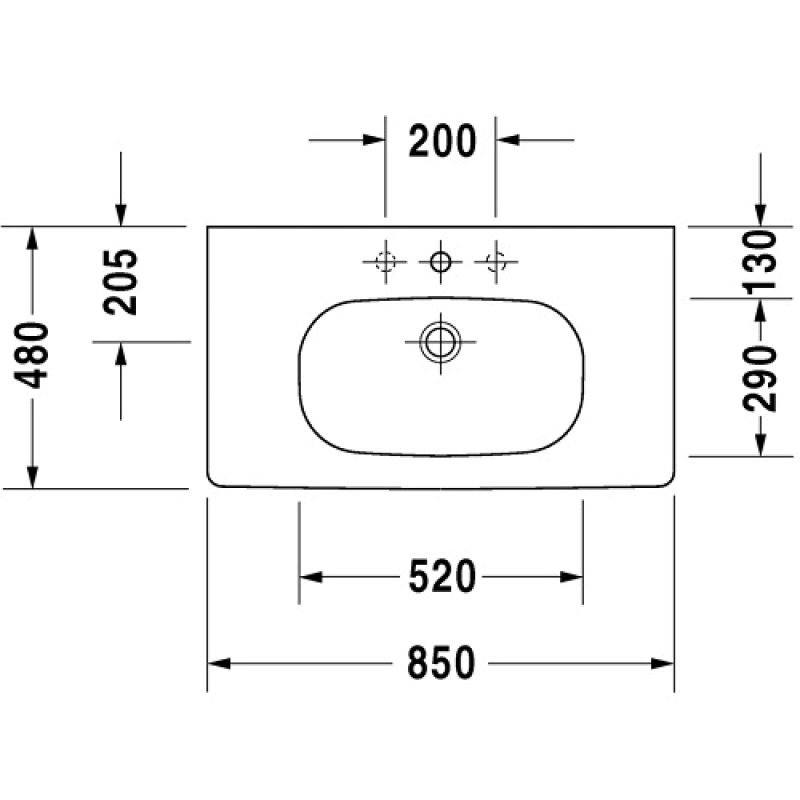 D-Code Раковина прямоугольная мебельная, 850*480 мм, белый фото 2