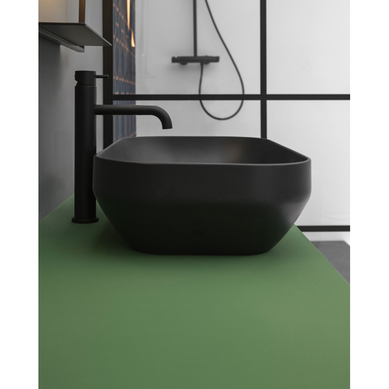 Decus Раковина прямоугольная на столешницу 50*35 см, черный матовый. фото 5