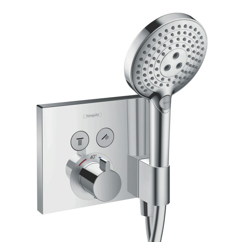ShowerSelect Смеситель для душа термостатический скрытого монтажа на 2 потребителя с держателем, хром фото 2