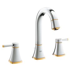 Смеситель для раковины врезной на 3 отверстия Grohe Grandera M-Size, с донным клапаном, хром/золото (20389IG0)