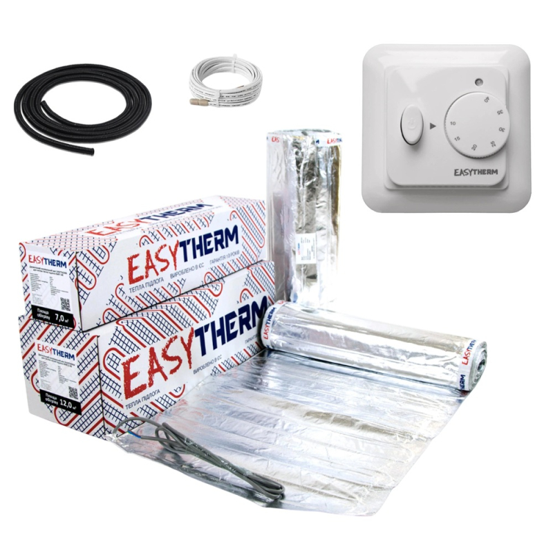 Алюминиевый мат под ламинат Easytherm 1 м² + механический терморегулятор Easytherm Mech фото 1