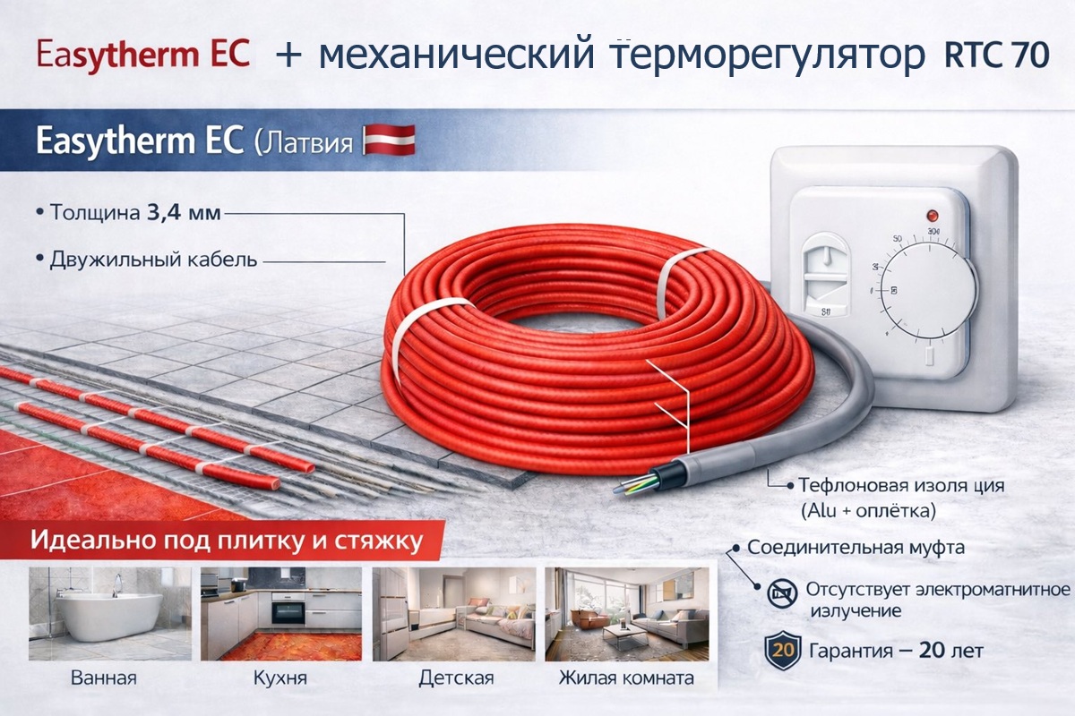 Применения и преимущества нагревательного кабеля Easytherm Easycable