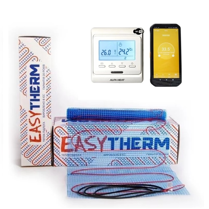 Нагревательный мат Easytherm EM 2 м² + Wi-Fi терморегулятор фото 1