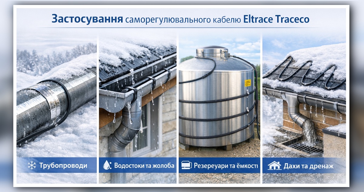 Саморегулювальний кабель Eltrace Traceco 30 - застосування
