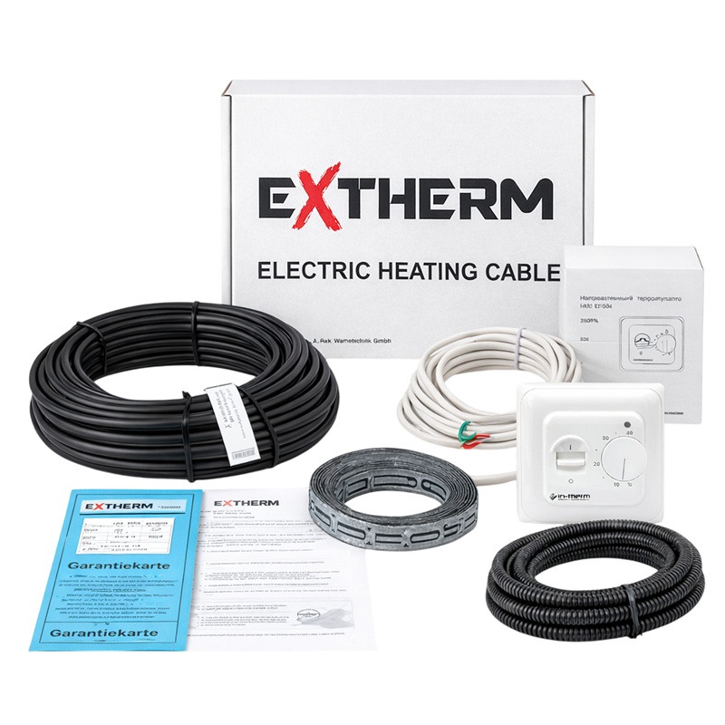 Нагревательный кабель Extherm ETC ECO - 10 м, 200 Вт + механический терморегулятор RTC 70 фото 1
