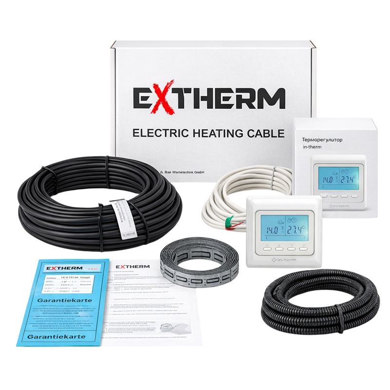 Нагревательный кабель Extherm ETC ECO - 10 м, 200 Вт + программируемый терморегулятор E51.716 фото 1