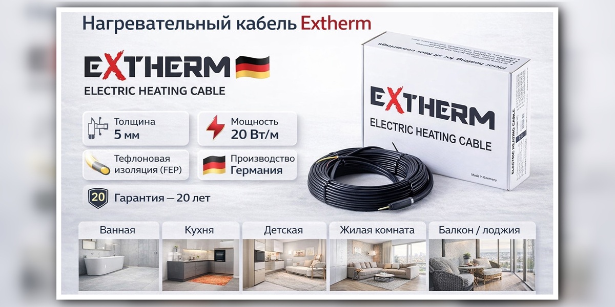 Extherm ET ECO - немецкий нагревательный кабель для теплого пола