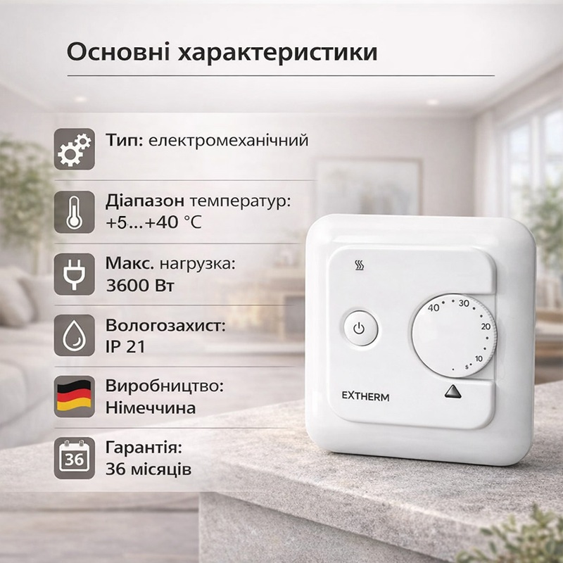 Механический терморегулятор Extherm ET-21 фото 3