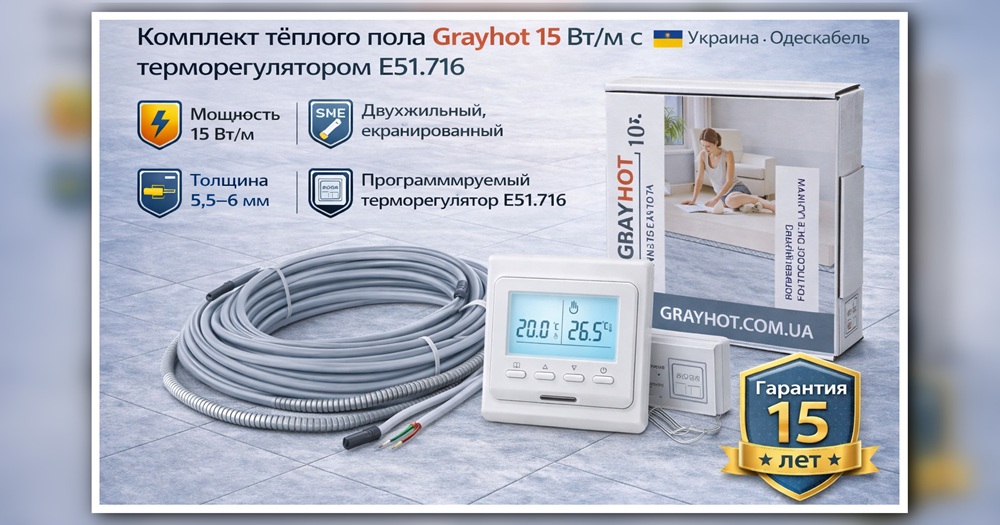 Преимущества кабеля Grayhot с программируемым терморегулятором E51.716