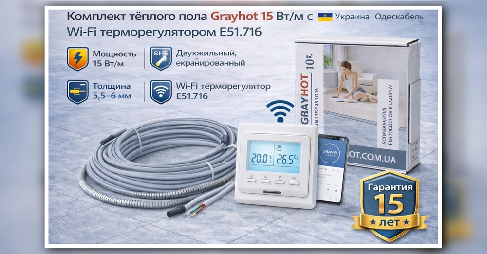 Преимущества кабеля Grayhot с wi-fi терморегулятором E51.716