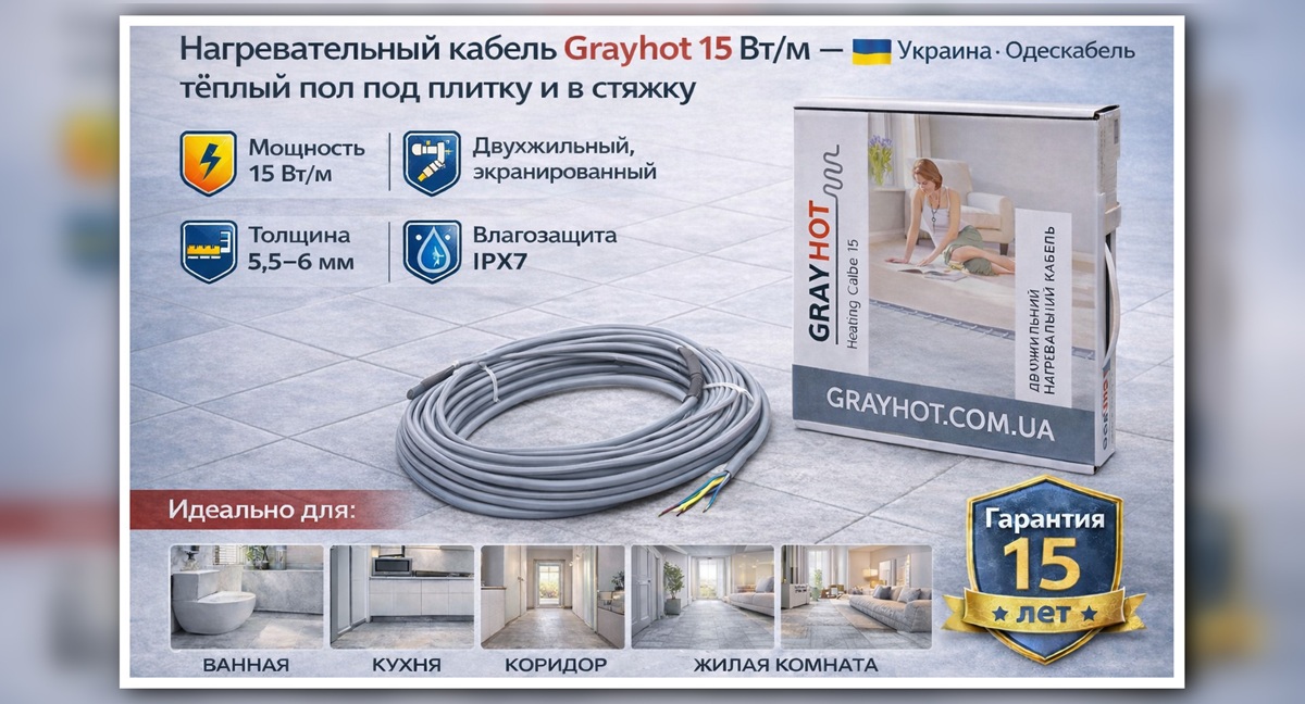 Основные характеристики нагревательного кабеля Grayhot