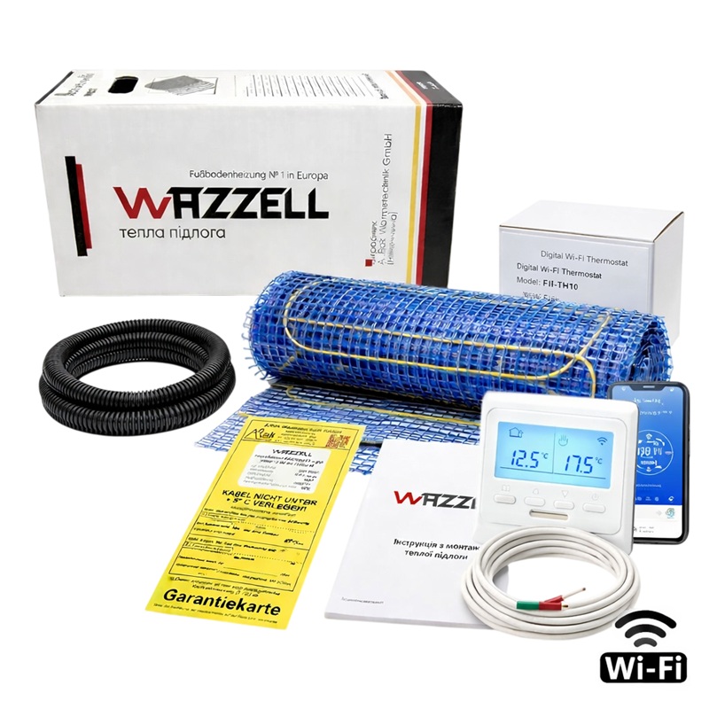 Нагревательный мат Wazzell Easyheat 0.5 м² + Wi-Fi терморегулятор фото 1