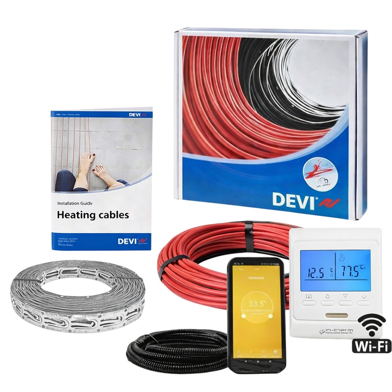 Нагревательный кабель DEVIflex 18T - 155 м, 2775 Вт + Wi-Fi терморегулятор фото 1