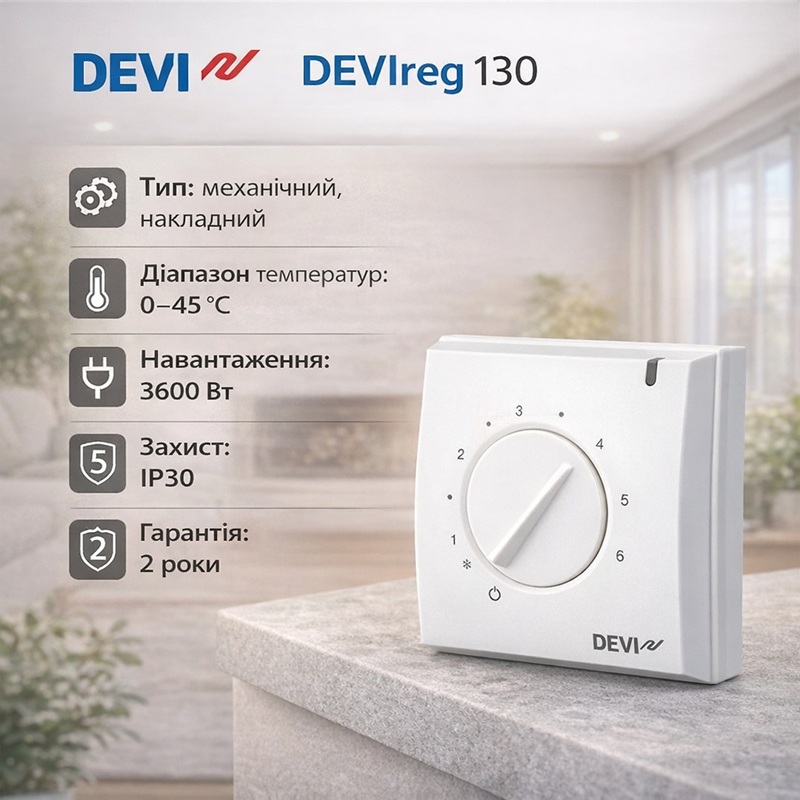 Механічний терморегулятор Devireg 130 фото 2