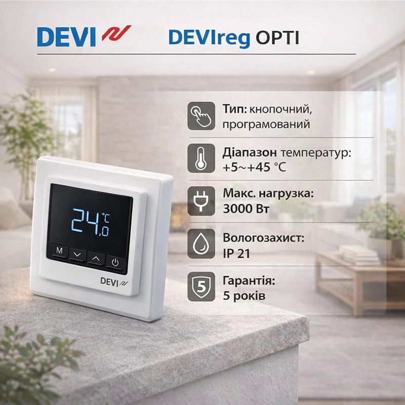 Програмований терморегулятор DeviReg Opti фото 2