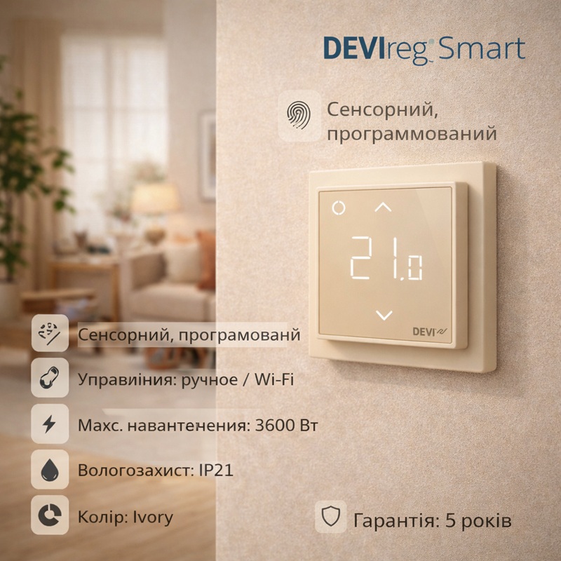 Wi-Fi Терморегулятор Devireg Smart Бежевый фото 2
