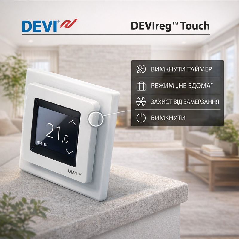 Программируемый терморегулятор DeviReg Touch Белый фото 4