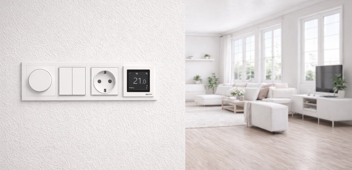 Терморегулятор DEVIreg Touch White 140F1064 у дизайні