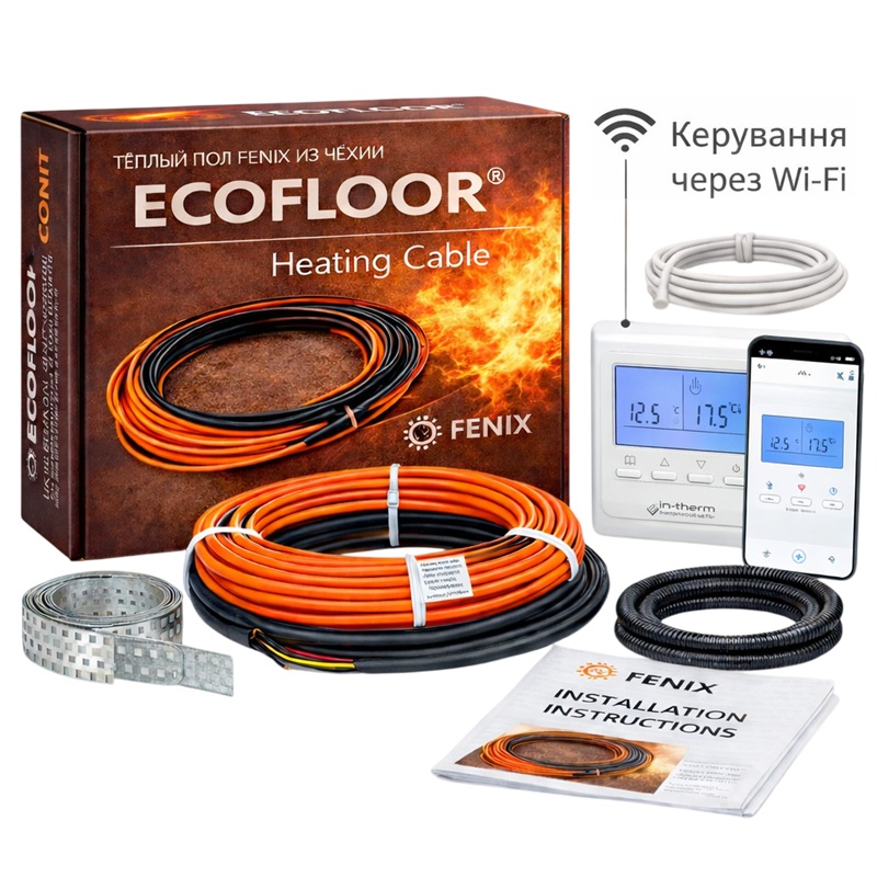 Нагревательный кабель Fenix ADSV 18 - 100.4 м, 1700 Вт + Wi-Fi терморегулятор фото 1