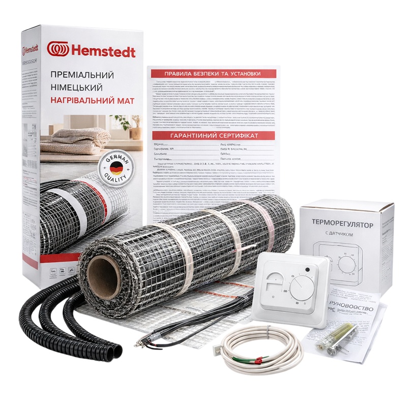 Нагревательный мат Hemstedt DH 2 м² + механический терморегулятор RTC 70 фото 1