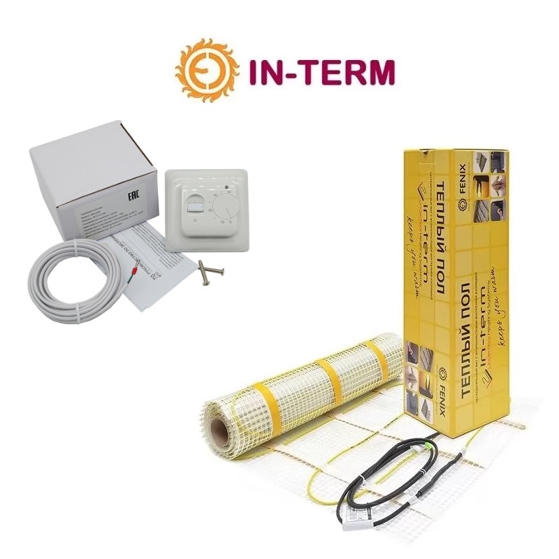 Нагревательный мат In-Therm 200 - 2.2 м² + механический терморегулятор RTC 70 фото 1
