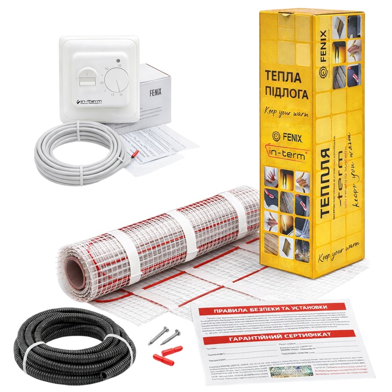 Нагревательный мат In-Therm ECO 160 - 1.5 м² + механический терморегулятор In-Therm RTC 70 фото 1