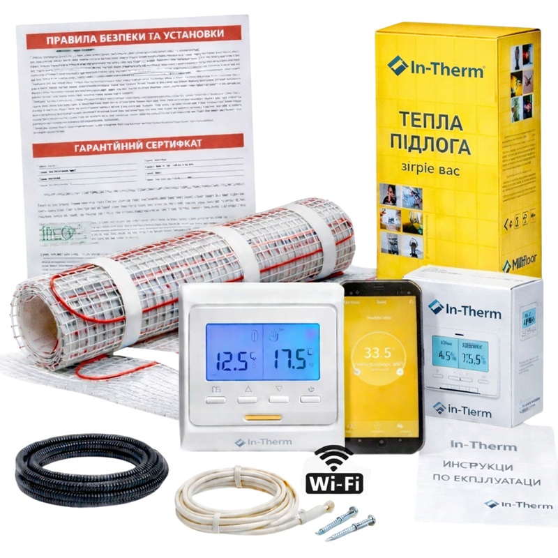 Нагревательный мат In-Therm ECO 160 - 2.4 м² + Wi-Fi терморегулятор In-Therm фото 1