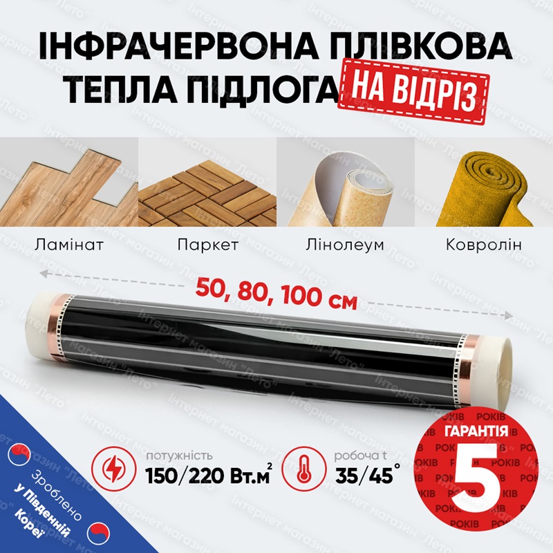 Инфракрасная пленка In-Therm 220 Вт/м², 50 см - 1 м.п фото 2
