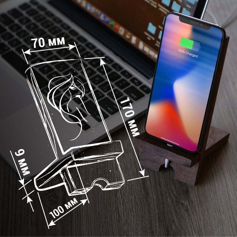 Деревянная подставка держатель для телефона "Кошка" фото 6